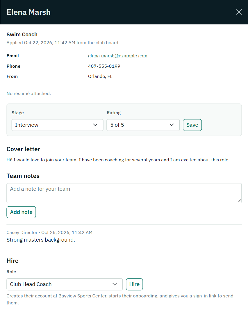 Applicants, rated and staged: a screen from kanopySIS