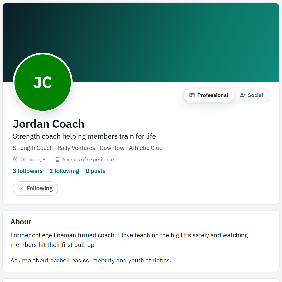 Professional profile: a screen from kanopySIS