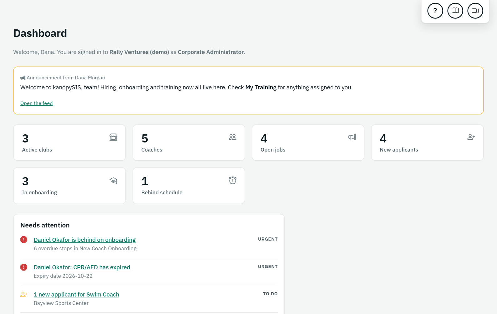 A dashboard that knows what needs you: a screen from kanopySIS